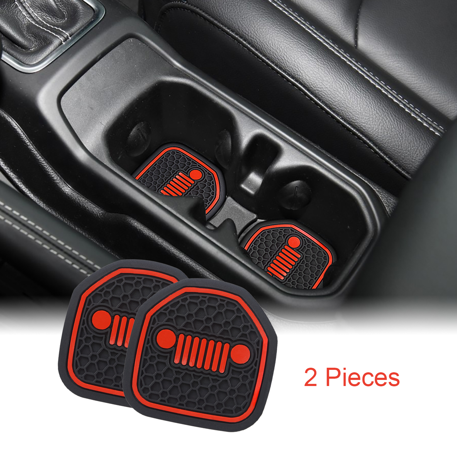 Blue 4 Pcs Kit Auovo Auto Cup Holder Inserts Coaster Fit for 2018-2021 Wrangler JL JLU 2020-2021 Gladiator Accessories JT Cup Mat Pad Interior Decoration 