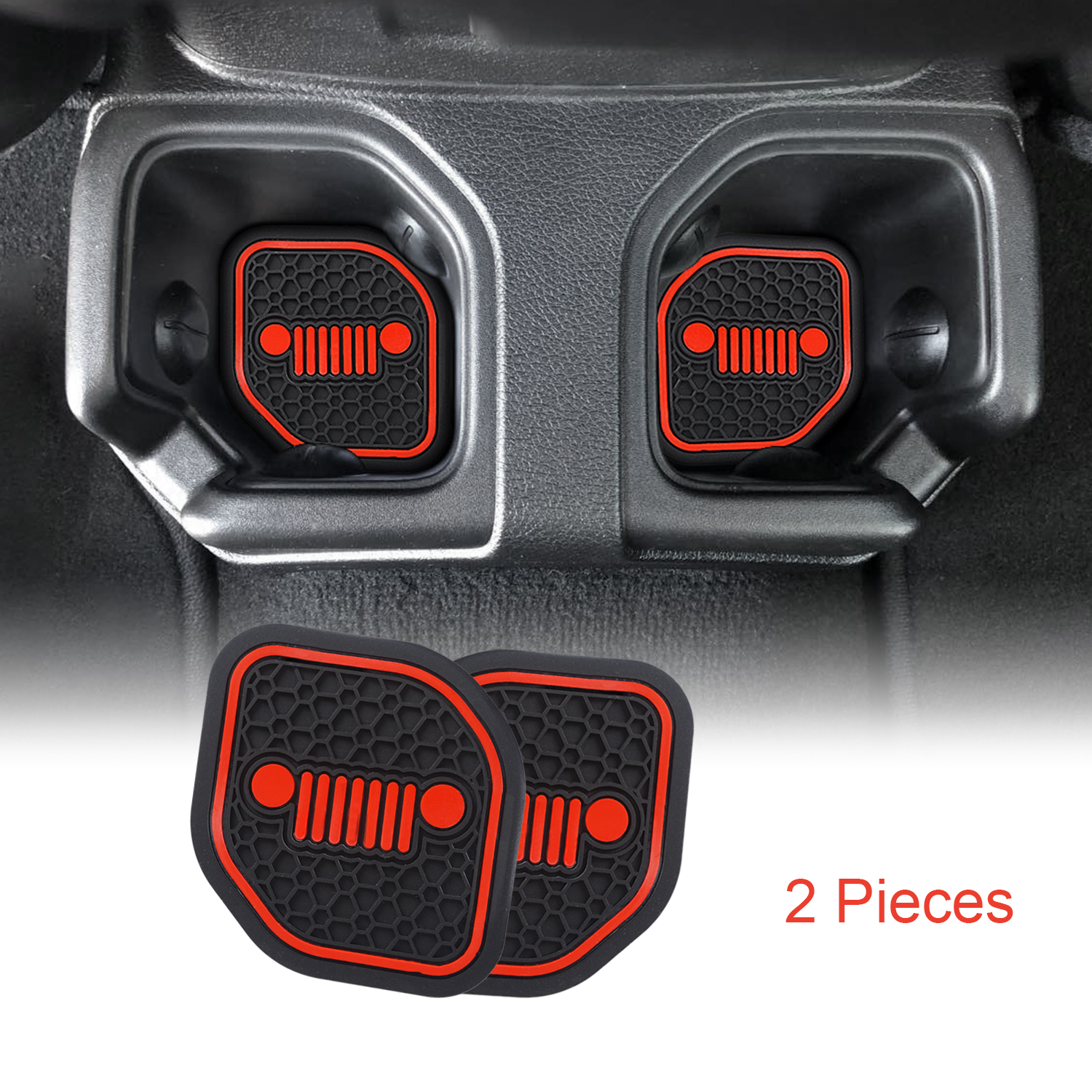 Black tunfo 4 Pack Cup Holder Inserts Coaster Fit for 2018-2021 Wrangler JL JLU 2020-2021 Gladiator Accessories JT Cup Mat Pad Interior Decoration