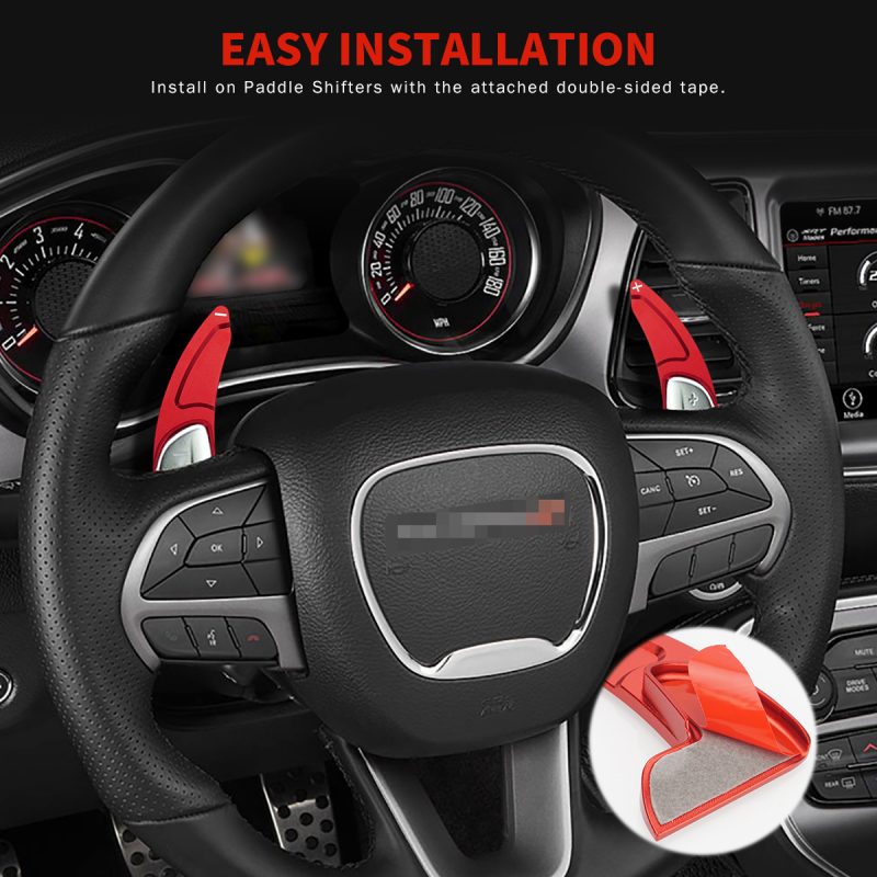 Red Aluminum Alloy Steering Wheel Shift Paddle Shifter Extension Fit For Dodge Challenger Charger Durango2015-2020,for Jeep Cherokee2014-2020 