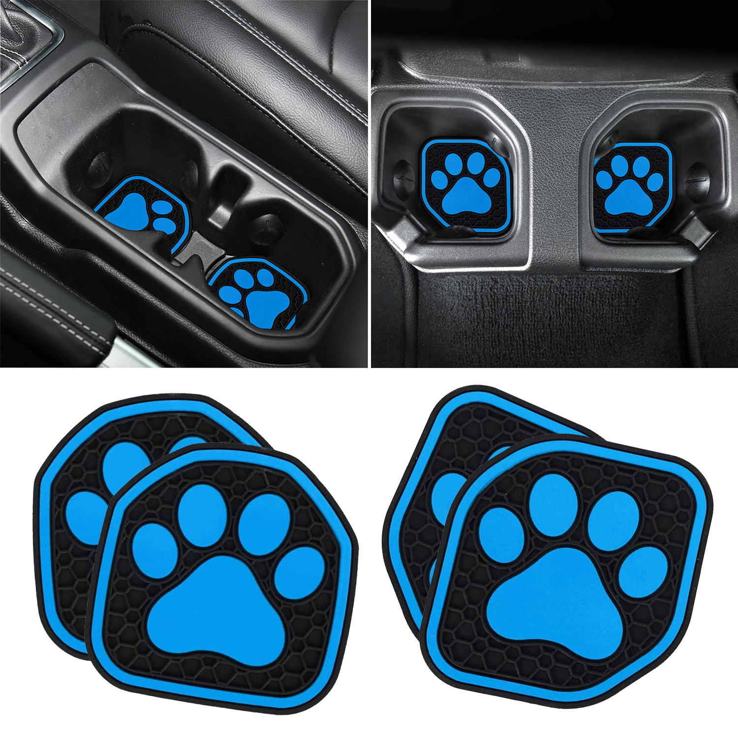 8 Pieces Cup Holder Coaster Car Cup Holder Mat Dog Paw Car Coaster