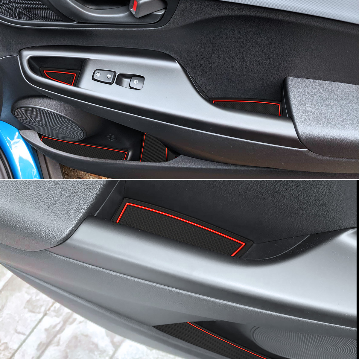Console Premium Cup Holder CupHolderHero for Hyundai Kona 2018-2020 Custom Liner Accessories and Door Pocket Inserts 19-pc Set Blue Trim