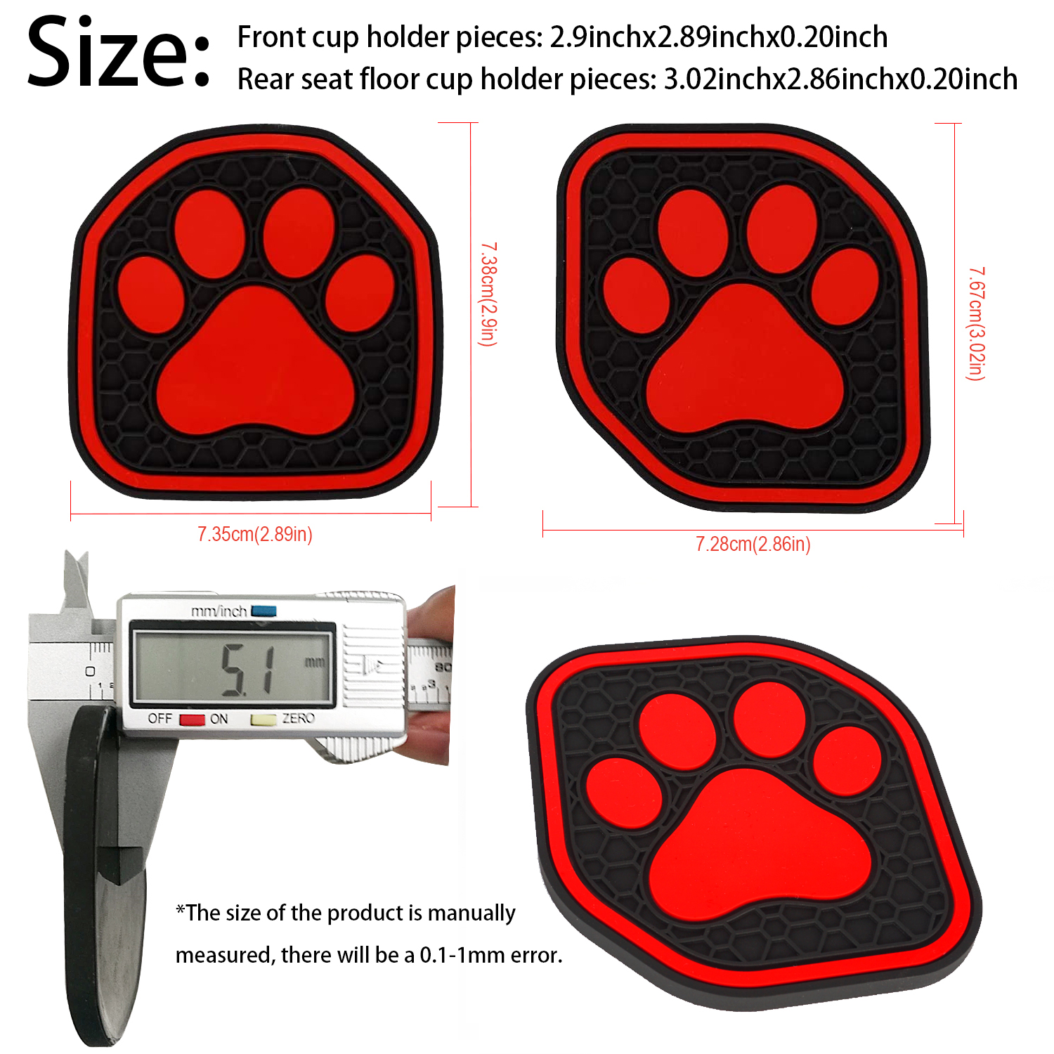 8 Pieces Cup Holder Coaster Car Cup Holder Mat Dog Paw Car Coaster