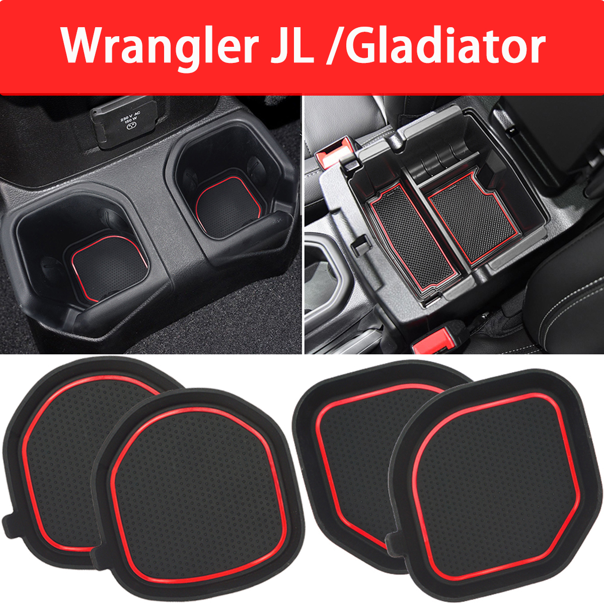Auovo Cup Coasters & Center Console for Jeep Wrangler JL & Gladiator